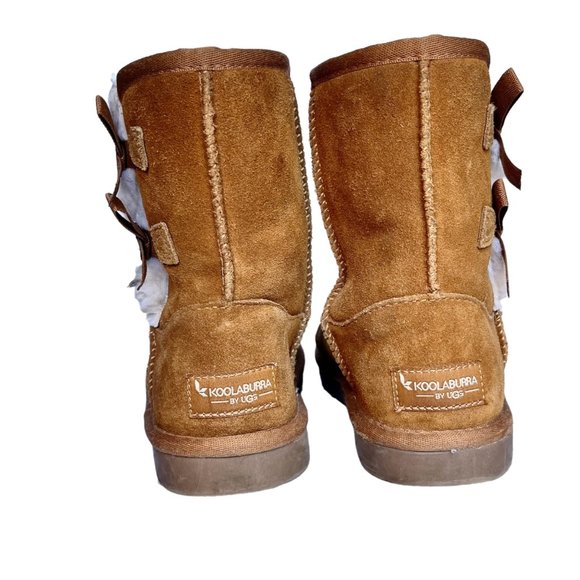 Kids' Koolabura Ugg Victoria Short Boot Chesnut Size 1 Suede Faux Sherpa Cognac - Picture 8 of 10